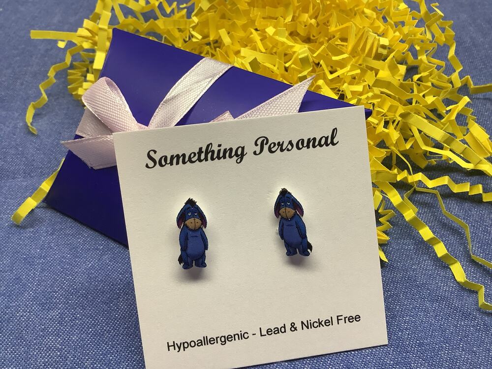 Eeyore - Winnie the Pooh Inspired Stud Earrings - Gift Boxed - Chibi Cute